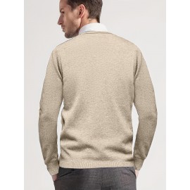 Men'S Plus Size V-Neck Sweater - Beige Casual Knit Sweater, Medium Stretch Fall/Winter Sweater for Everyday & Formal Outfits - Non-Bulky Layering Essential for Big & Tall Men, Winter Wardrobe, Classic Knitwear, Comfortable Fit, Versatile Top, Winter Clothing, Fall Fashion, Stylish Knitwear, Breathable Material, Knit Top, Big And Tall Men, PLUS SIZE, plus size clothes, Winter Outfits, Winter Clothing Collection, Plus Size Clothing | Casual Sweater | Stretchy Fabric