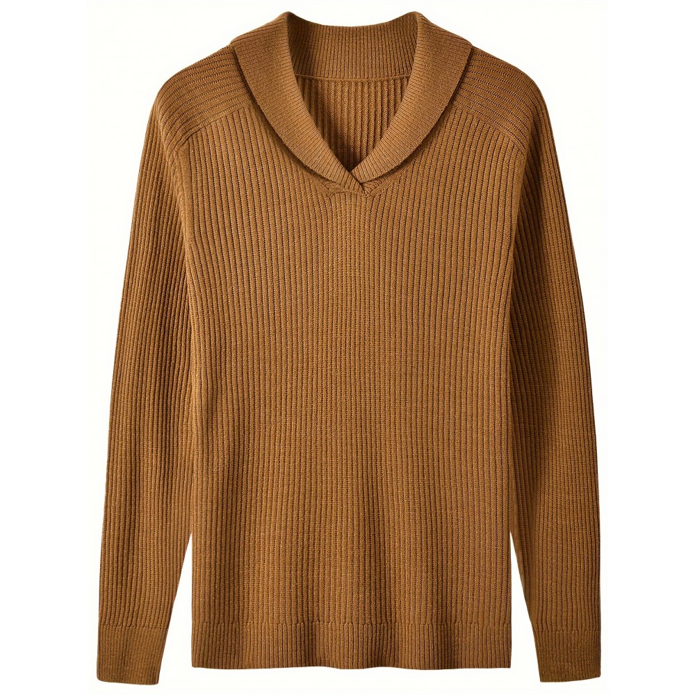 Vintage Men's Shawl Collar Sweater Casual Loose Knit Pullover