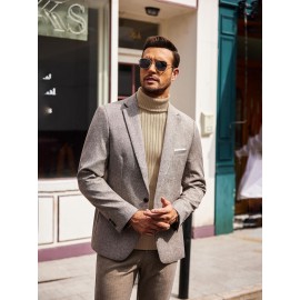 Plus Size Men'S Slim Fit Turtleneck Sweater Casual Warm Pullover Sweater Ribbed Sweater, Basic Style Top, Perfect for Fall/Winter Daily And Outdoor Wear