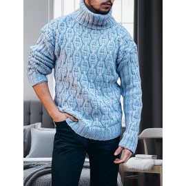 Men's Plus Size Winter Warm Sweater - Oversized Loose Fit High Collar Pullover, Solid Color Casual Winterwear Suitable for Cold Weather, Hand Washable Thick Sweaters, PLUS SIZE