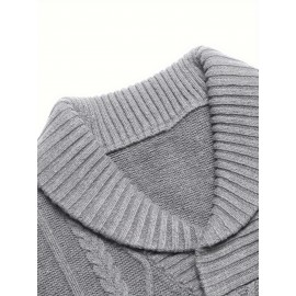 Men'S Shawl Collar Sweaters V-Neck Relaxed Fit Cable Pullovers, Plus Size