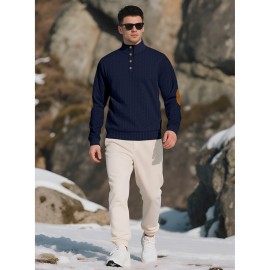 Men'S Jacquard Knit Sweatshirt for Autumn And Winter, Casual Outdoor Long Sleeve Pullover with Stand Collar, Plus Size