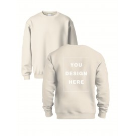 Men'S Heavyweight 12.35oz Personalized Sweater - Custom Text/Logo Printing, Loose Fit Crew Neck Long Sleeve, Soft Comfortable Casual & Formal Wear, Custom T-Shirt Design with Your Own Pattern, Ideal for Corporate Gifts, Events & Everyday Use - Durab