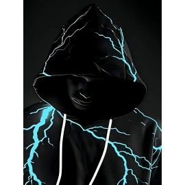 Men's Neon Pink Lightning Bolt Hoodie - Stretch Knit Pullover Sweatshirt with Adjustable Hood, Bold White Lightning Print, Machine Washable Winter Warm Coat for Gym, Streetwear & Casual Outfits - Durable Neon Glow Jacket, PLUS SIZE, Big And Tall Men Clothing, Winter Clothes For Women Plus Size, Oversized Hoodie Men, Winter Hoodies For Men, Botas De Invierno, Plus Size Pants For Men, Long Sleeve Plus Size, Chunky Sweaters, Plus Size Sweat Suit, Thick Hoodies For Women,