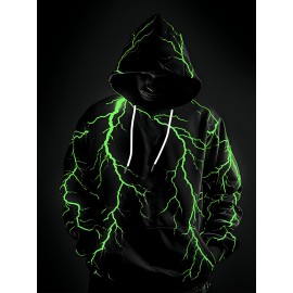 Men's Neon Pink Lightning Bolt Hoodie - Stretch Knit Pullover Sweatshirt with Adjustable Hood, Bold White Lightning Print, Machine Washable Winter Warm Coat for Gym, Streetwear & Casual Outfits - Durable Neon Glow Jacket, PLUS SIZE, Big And Tall Men Clothing, Winter Clothes For Women Plus Size, Oversized Hoodie Men, Winter Hoodies For Men, Botas De Invierno, Plus Size Pants For Men, Long Sleeve Plus Size, Chunky Sweaters, Plus Size Sweat Suit, Thick Hoodies For Women,