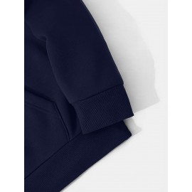 Men's Casual Hooded Sweater with Logo & 1985 Print - Oversized Brown Hoodie, Loose Fit Long Sleeve Pullover, Vintage Lettering, Machine Washable for Spring/Fall Layering (No Transparency), PLUS SIZE