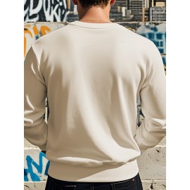 Men's Christmas Tree Print Sweatshirt - Long Sleeve Crew Neck Casual Pullover with Merry Christmas Lettering & Snowflake Design, Purple Red/Green Holiday Sweater for Spring/Autumn, Festive Winter Party Outfit, PLUS SIZE