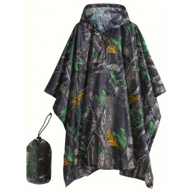 [Reusable Rain Ponchos] Lightweight Reusable Rain Ponchos for Men & Women | Camouflage Print, Hooded Windproof Raincoats with Full-Zip Closure, Loose Fit & Button Detail - All-Weather Outdoor, Plus Size