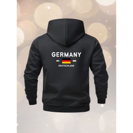 Men'S Plus Size Hooded Jacket - Navy Blue with Germany Deutschland Text, Zip-Up Front Closure, All-Season Casual Coat for Everyday & Formal Events, Lightweight Outerwear (Size Larger than Regular Fit), Versatile Layering, Modern Menswear, Durable Fabric, Stylish Coat, Urban Style, Layering Piece, Trendy Menswear, Highquality Stitching, Big And Tall Men, PLUS SIZE, Seasonal Fashion, Plus Size Men, ' Fashion Classy jacket, formal jacket men plus size talllageHeavy Jacket warmer mens