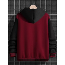 Men's Large Size Baseball Jacket with Letter 'M' Print (for Miami/other letters) - Buttonless Snap Closure, Machine-Washable Polyester Coat, Pockets - Casual Winter Outerwear for Big & Tall, Christmas Gift (No hat Included), PLUS SIZE