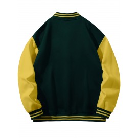 Men'S Plus Size Baseball Jacket | Los Angeles Style, Letter and Number 23 Print, Wrinkle Resistant, Casual Sports, Perfect for Parties, Autumn and Winter