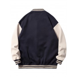 Men'S Plus Size Baseball Jacket | Los Angeles Style, Letter and Number 23 Print, Wrinkle Resistant, Casual Sports, Perfect for Parties, Autumn and Winter