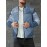 Men'S Oversized 3D Faux Denim Jacket with Full-Zip Closure, Stand Collar & Practical Pockets - Machine Washable Casual Bomber Coat for Autumn/Winter, Plus Size