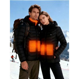 Men's Plus-size Heated Hooded Coat for Winter -25th District A Multi-zone Heating Jacket Suitable for Sports, Mountaineering, Skiing And Outdoor Activities, with Unisex Styles for Both Men And Women, PLUS SIZE, Cold Weather Gear, Sporty Design