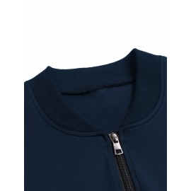 Men'S Plus Size Casual Army Print Varsity Jacket with Pockets, Baseball Collar, Zipper Closure, Knit Polyester Fabric, Slight Stretch, Regular Fit - 95% Polyester, 5% Elastane