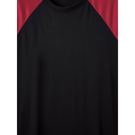 7pcs Men'S Plus Size T-Shirts - Casual Crew Neck, Short Sleeve, Color Block Design, Polyester, Summer Sporty Tops with 