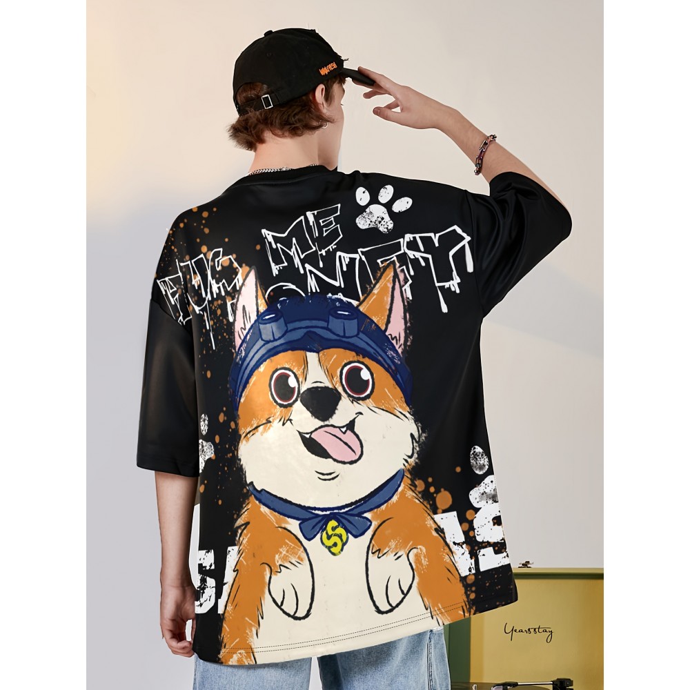 [Couple Set Dog Corgi T-shirt] Large Size Couple Set Adorable Dog Corgi PLUS SIZE Loose and Comfortable Summer Short Sleeve T-shirt