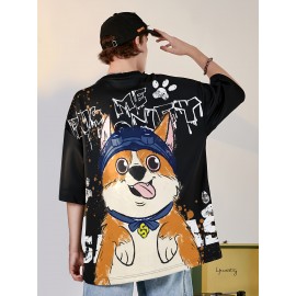 [Couple Set Dog Corgi T-shirt] Large Size Couple Set Adorable Dog Corgi PLUS SIZE Loose and Comfortable Summer Short Sleeve T-shirt