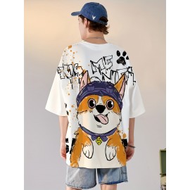 [Couple Set Dog Corgi T-shirt] Large Size Couple Set Adorable Dog Corgi PLUS SIZE Loose and Comfortable Summer Short Sleeve T-shirt