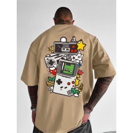 Men's Retro Gaming T-Shirt - 80s/90s Nostalgia Video Game Controllers & Mario//Donkey Print - Lightweight Breathable Short Sleeve Tee for Casual Summer Wear, Gaming Events & Parties (Retro Gamer Outfit), PLUS SIZE