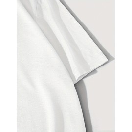 Plus Size Men's Short Sleeve T-Shirt Street Style, Funny Creative Doodle 