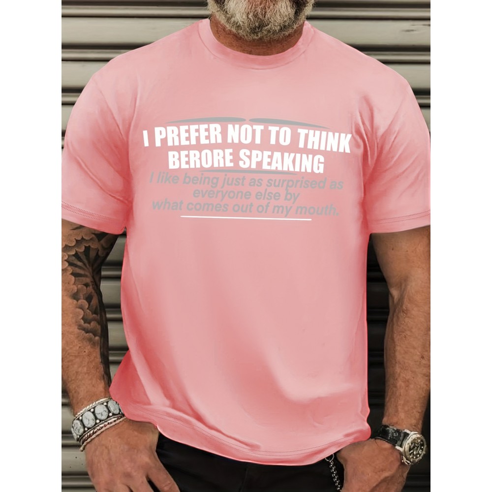 Plus Size Men's Crew Neck T-Shirt - Soft, Breathable, and Stretchy 100% Polyester Knit Fabric, Regular Fit with Funny Humorous Slogan for Spring, Summer, and Fall Seasons