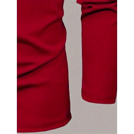 2pcs Men's Heavyweight 95% Polyester/5% Spandex Oversized Long Sleeve T-Shirt Set - Soft Stretch Round Neck Casual Layering Shirts in Green & Grey, Solid Color Winter Warmth, Comfortable Casual Attire, Plus Size Available (Machine Washable) - Ideal for Fall & Winter Layering Essentials (Casual & Formal Outfits) - Versatile Matching Outfits for Men, Relaxed Fit, Durable & Easy Care, Long Sleeve T Shirts for Men, Mens Plus Size T Shirt, Printed T Shirts for Men, PLUS SIZE