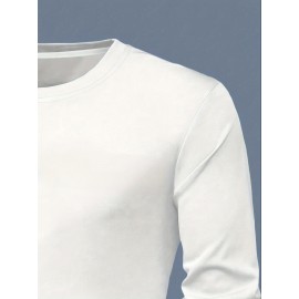 2pcs Men's Heavyweight 95% Polyester/5% Spandex Oversized Long Sleeve T-Shirt Set - Soft Stretch Round Neck Casual Layering Shirts in Green & Grey, Solid Color Winter Warmth, Comfortable Casual Attire, Plus Size Available (Machine Washable) - Ideal for Fall & Winter Layering Essentials (Casual & Formal Outfits) - Versatile Matching Outfits for Men, Relaxed Fit, Durable & Easy Care, Long Sleeve T Shirts for Men, Mens Plus Size T Shirt, Printed T Shirts for Men, PLUS SIZE