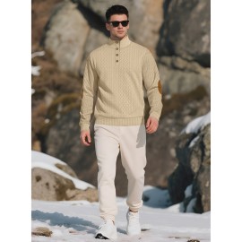 Men'S Jacquard Knit Sweatshirt for Autumn And Winter, Casual Outdoor Long Sleeve Pullover with Stand Collar, Plus Size