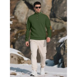 Men'S Jacquard Knit Sweatshirt for Autumn And Winter, Casual Outdoor Long Sleeve Pullover with Stand Collar, Plus Size