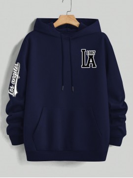 Men's Casual Hooded Sweater with Logo & 1985 Print - Oversized Brown Hoodie, Loose Fit Long Sleeve Pullover, Vintage Lettering, Machine Washable for Spring/Fall Layering (No Transparency), PLUS SIZE